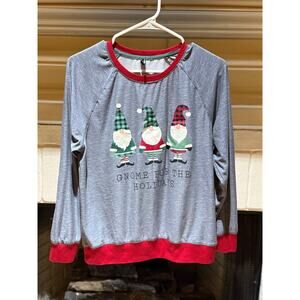 Fashionova Gnome For The Holidays Long Sleeve Blouse Size M